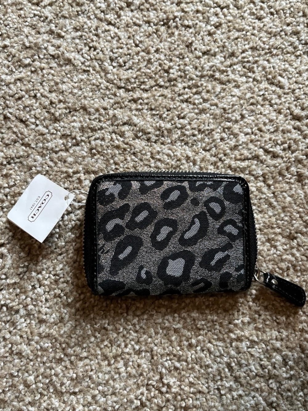 Coach leopard print zip wallet
